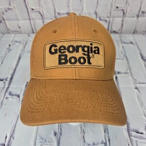 Georgia Boot Tan Canvas Cap Since 1937 Embroidered Patch Adjustable Strap Work